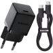 Сетевое зарядное устройство Baseus Palm 1C (20W) + кабель Type-C to Type-C (P10111602113-01) - Black (960190B). Фото 1 из 14