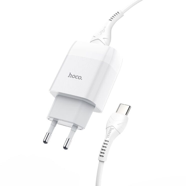 Сетевое зарядное устройство Hoco C72A (1USB, 2.1A) + кабель Type-C - White: фото 4 из 11