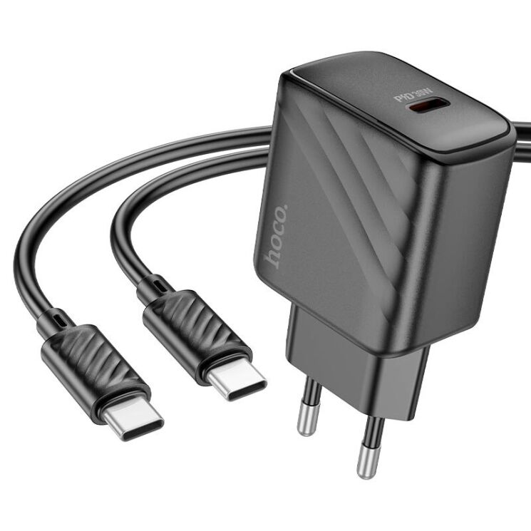 Сетевое зарядное устройство Hoco CS22A Value PD30W + кабель Type-C to Type-C - Black: фото 2 из 9