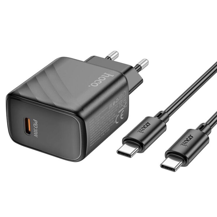 Сетевое зарядное устройство Hoco CS22A Value PD30W + кабель Type-C to Type-C - Black: фото 5 из 9