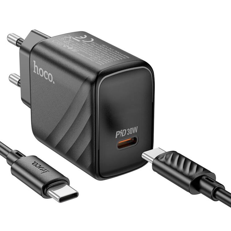 Сетевое зарядное устройство Hoco CS22A Value PD30W + кабель Type-C to Type-C - Black: фото 4 из 9