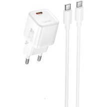 Сетевое зарядное устройство Hoco N66 PD35W + кабель Type-C to Type-C - White: фото 1 из 5