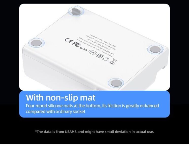 Мережевий зарядний пристрій Usams US-CC160 P1 65W Super Si Fast Charging USB Extension Socket - White: фото 19 з 21