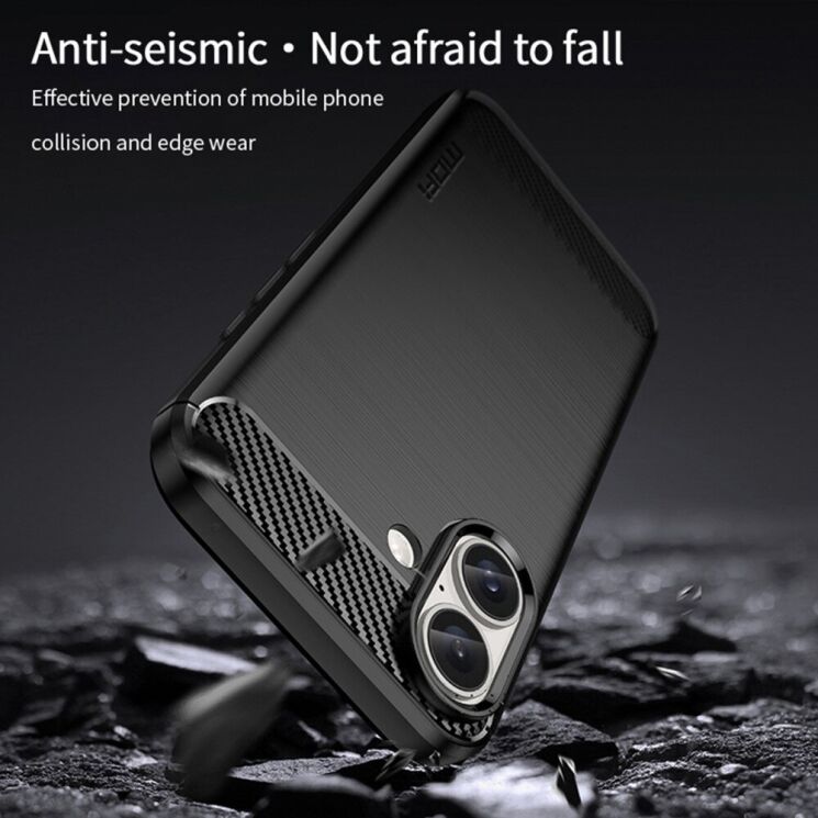 Силиконовый (TPU) чехол MOFI Carbon Fiber для Apple iPhone 16 - Blue: фото 5 из 9