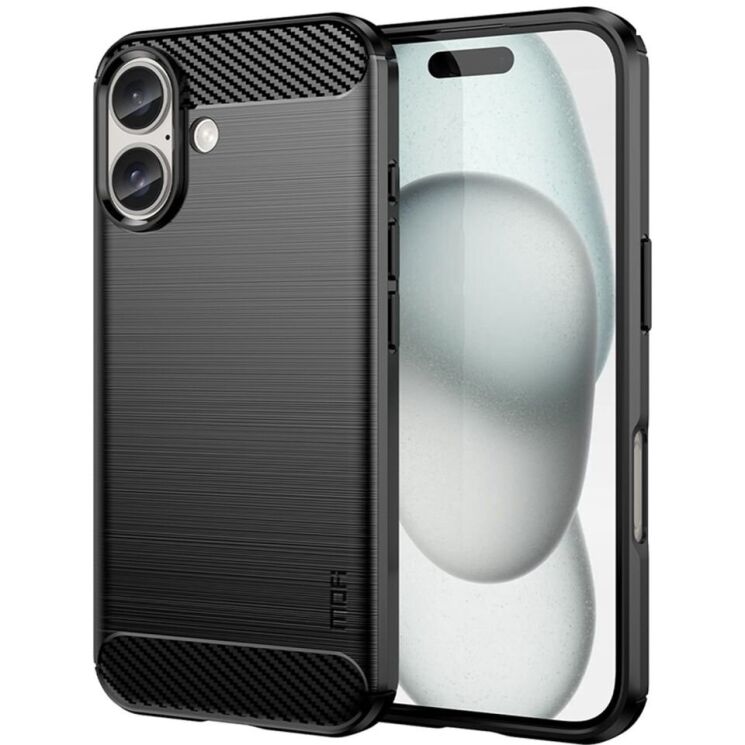 Силіконовий (TPU) чохол MOFI Carbon Fiber для Apple iPhone 16 - Black: фото 1 з 9