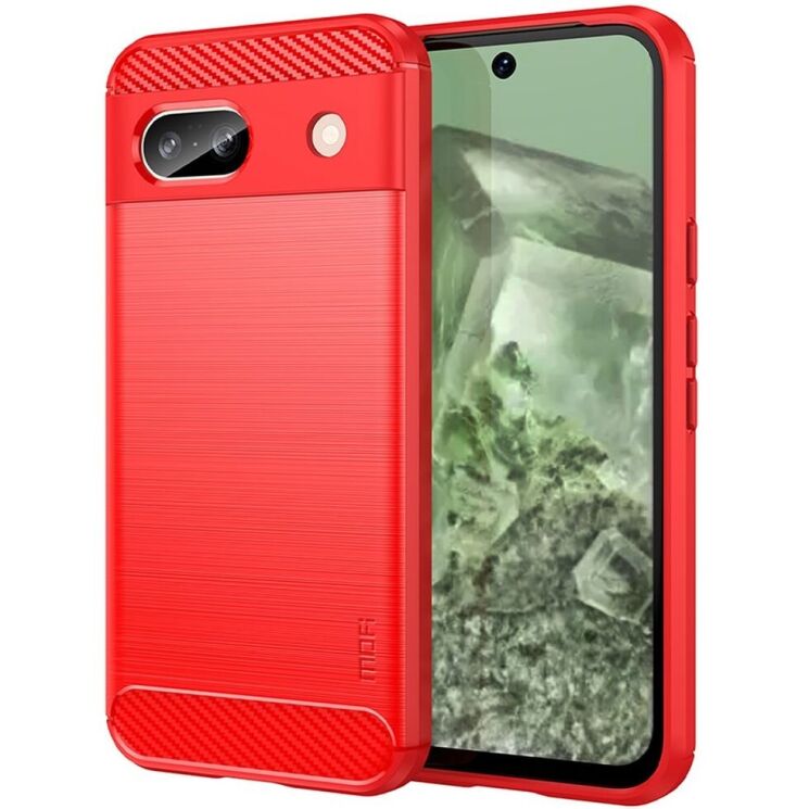 Силиконовый (TPU) чехол MOFI Carbon Fiber для Google Pixel 8A - Red: фото 1 из 9