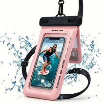Влагозащитный чехол Deexe Aqua Shield для смартфонов диагональю до 7.5 дюймов - Pink: фото 1 из 7