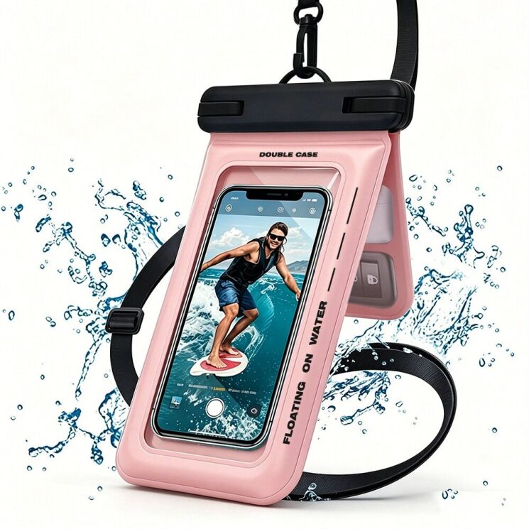 Вологозахисний чохол Deexe Aqua Shield для смартфонів діагоналлю до 7.5 дюймів - Pink: фото 1 з 7