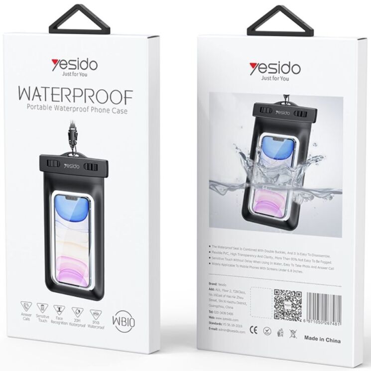 Влагозащитный чехол YESIDO WB10 Waterproof Bag - Black: фото 10 из 10