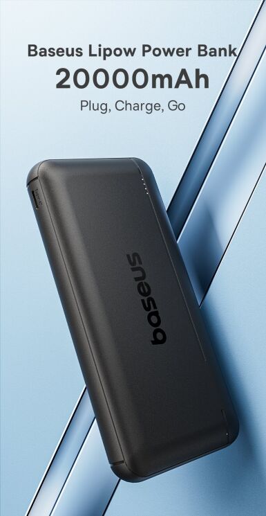 Внешний аккумулятор Baseus Lipow 15W (20000mAh) P10079100113-00 - Black: фото 4 из 8