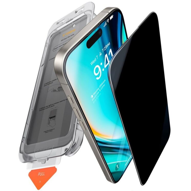 Захисне скло TORRAS Install Master Privaсy для Apple iPhone 16 - Black: фото 1 з 7