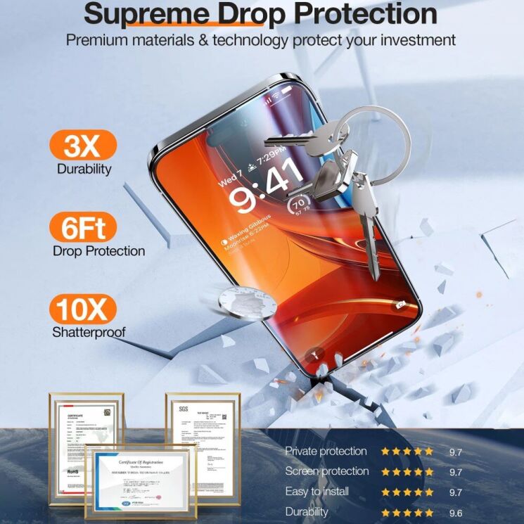 Захисне скло TORRAS Install Master Privaсy для Apple iPhone 16 - Black: фото 7 з 7