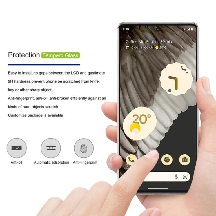 Защитное стекло MOCOLO 3D Curved Full Size для Google Pixel 7 Pro - Black: фото 7 из 9