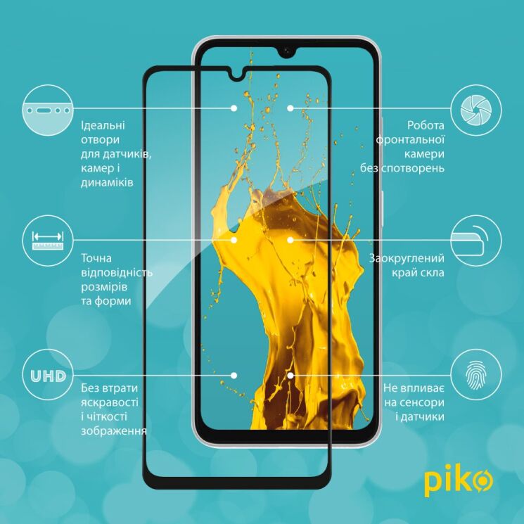 Захисне скло Piko Full Glue для Samsung Galaxy A07 (A075) - Black: фото 3 з 5