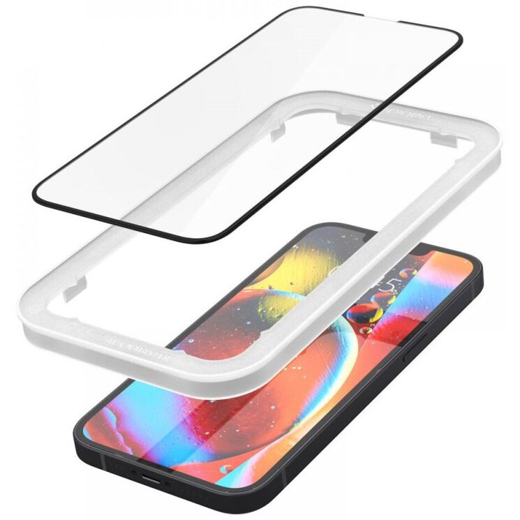Защитное стекло Spigen (SGP) Screen Protector AlignMaster GLAS.tR для Apple iPhone 13 mini - Black: фото 2 из 8