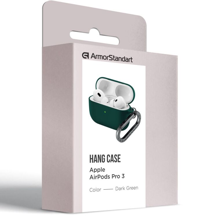 Защитный чехол ArmorStandart Hang Case для AirPods Pro 3 - Dark Green (390127DG) Защитный чехол ArmorStandart Hang Case для AirPods Pro 3 - Dark Green: фото 2 из 2