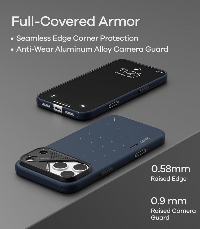 Защитный чехол AULUMU Ultra Slim Particle Aramid Fiber Case (MagSafe) для iPhone 18 Pro / 17 Pro - Blue: фото 3 из 7
