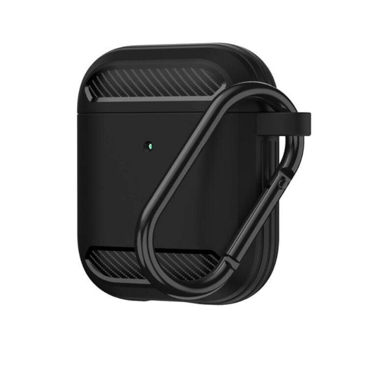 Защитный чехол Deexe Carbon Case для Apple AirPods 1 / 2 - Black: фото 1 из 12