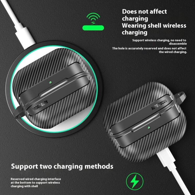 Захисний чохол Deexe Carbon Case для Samsung Galaxy Buds 3 / Buds 3 Pro - Black: фото 3 з 8