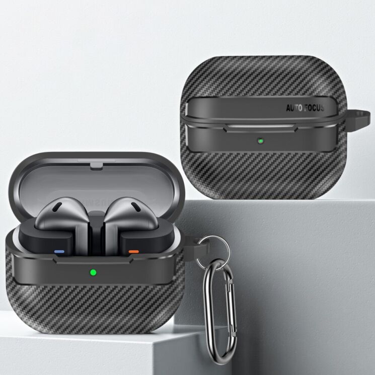Захисний чохол Deexe Carbon Case для Samsung Galaxy Buds 3 / Buds 3 Pro - Black: фото 2 з 8
