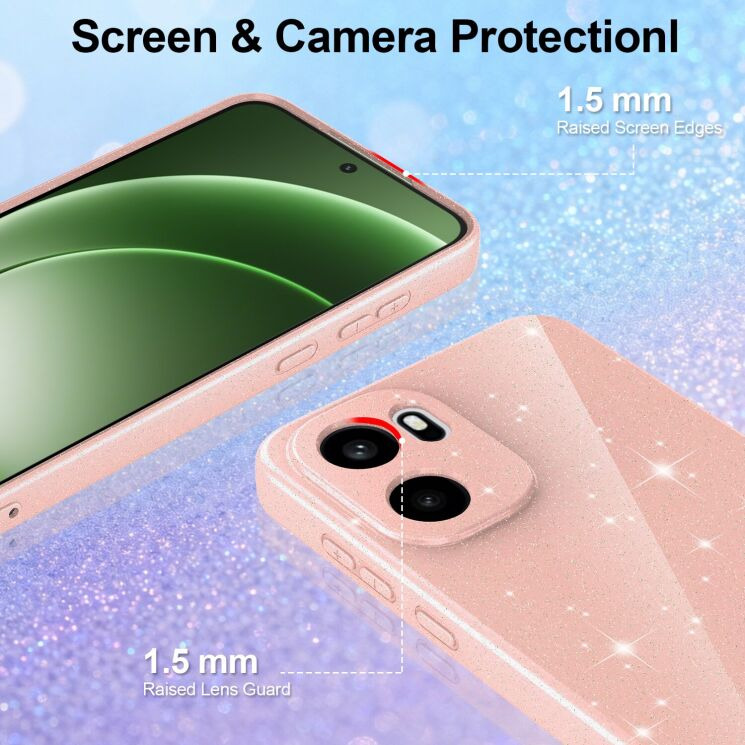 Защитный чехол Deexe Glitter Case with MagSafe для OnePlus 15R / Ace 6 / Ace 6T - Pink: фото 2 из 7