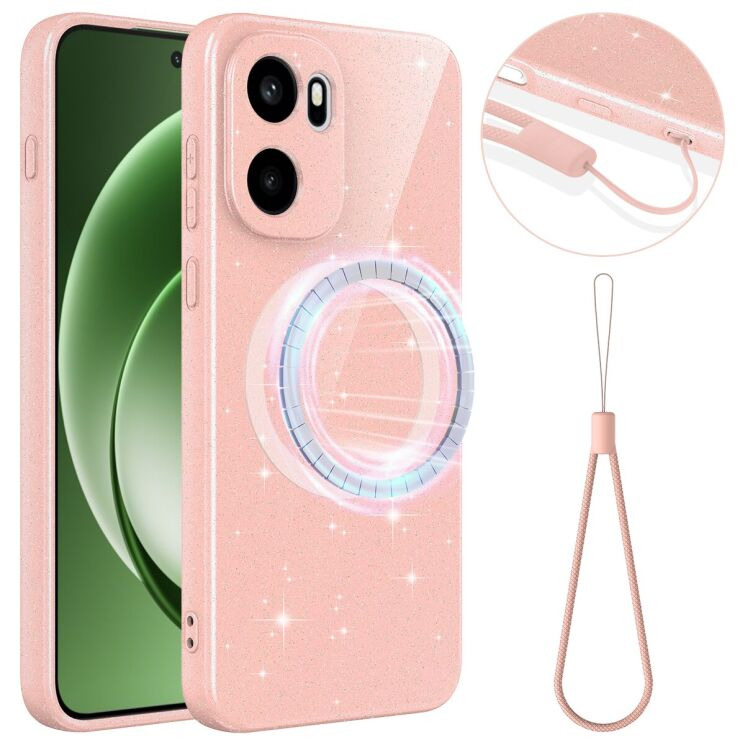 Защитный чехол Deexe Glitter Case with MagSafe для OnePlus 15R / Ace 6 / Ace 6T - Pink: фото 1 из 7