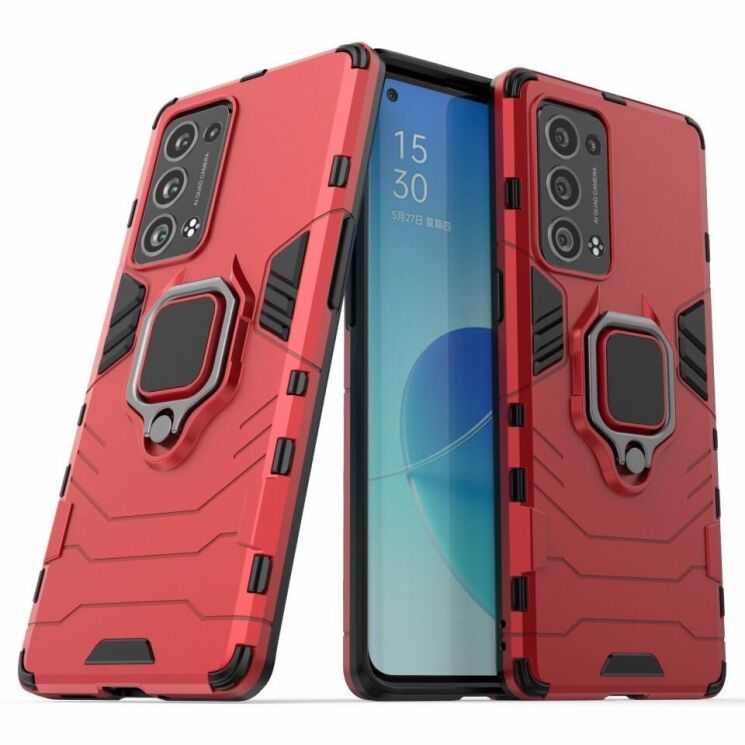 Чехол с подставкой Deexe Hybrid Case для OPPO Reno 6 Pro / 6 Pro Plus - Red: фото 1 из 8