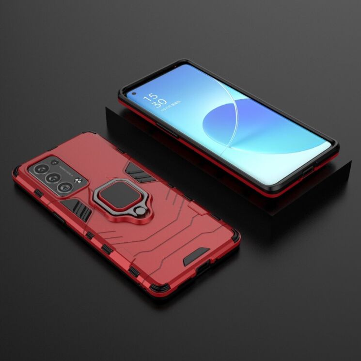 Чехол с подставкой Deexe Hybrid Case для OPPO Reno 6 Pro / 6 Pro Plus - Red: фото 6 из 8