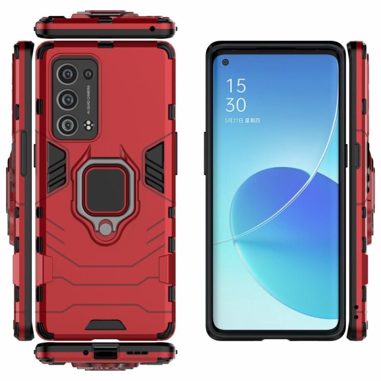 Чехол с подставкой Deexe Hybrid Case для OPPO Reno 6 Pro / 6 Pro Plus - Red: фото 5 из 8