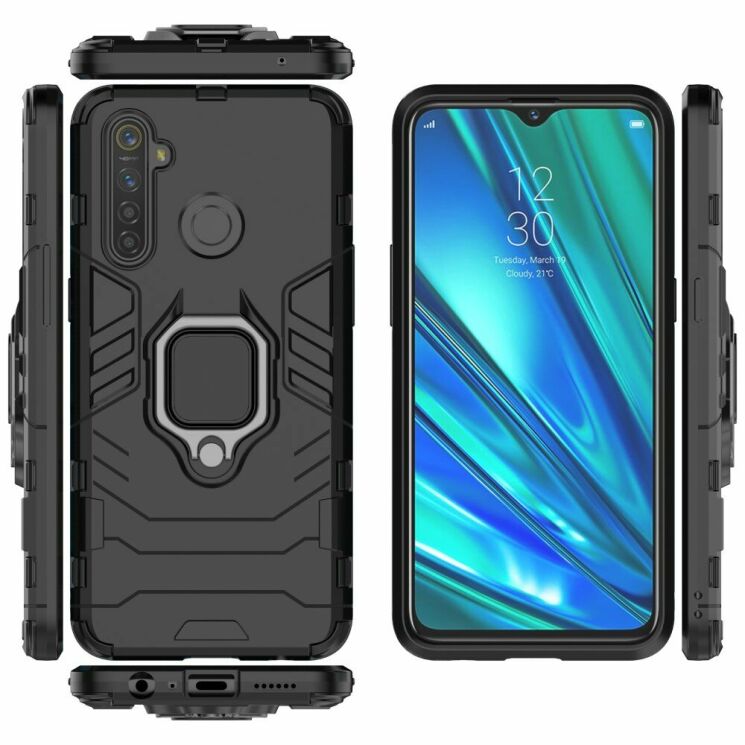 Захисний чохол Deexe Hybrid Case для Realme 5 Pro - Black: фото 8 з 10