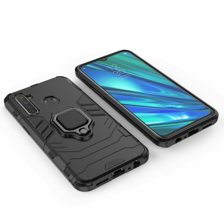 Захисний чохол Deexe Hybrid Case для Realme 5 Pro - Black: фото 3 з 10