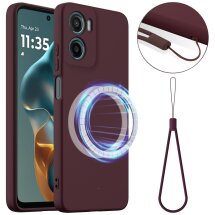 Захисний чохол Deexe Silicone Case with MagSafe для Motorola Moto G05 / Moto E15 - Wine Red: фото 1 з 8