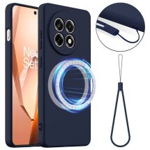 Защитный чехол Deexe Silicone Case with MagSafe для OnePlus 13R / Ace 5 / Ace 5 Pro - Dark Blue: фото 1 из 8