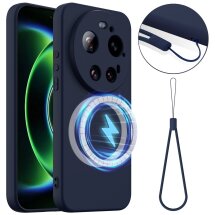 Защитный чехол Deexe Silicone Case with MagSafe для Xiaomi 17 Ultra - Dark Blue: фото 1 из 9
