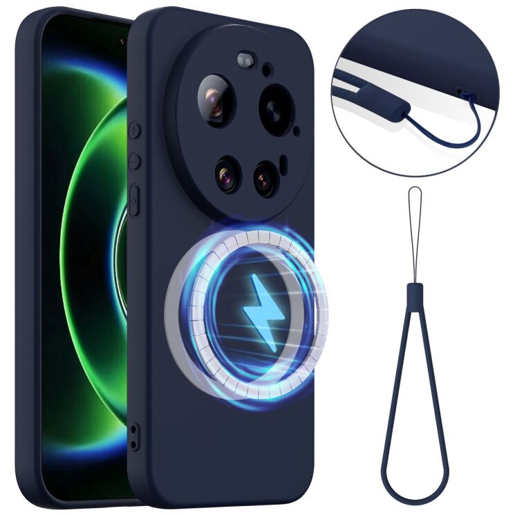Защитный чехол Deexe Silicone Case with MagSafe для Xiaomi 17 Ultra - Dark Blue: фото 1 из 9