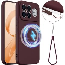 Защитный чехол Deexe Silicone Case with MagSafe для Xiaomi Poco F8 Ultra - Wine Red: фото 1 из 9