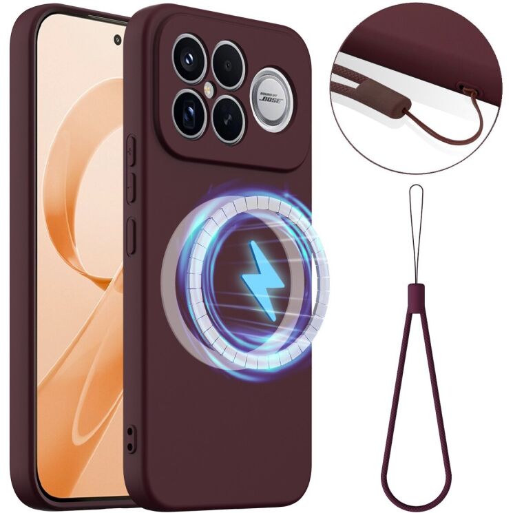 Защитный чехол Deexe Silicone Case with MagSafe для Xiaomi Poco F8 Ultra - Wine Red: фото 1 из 9