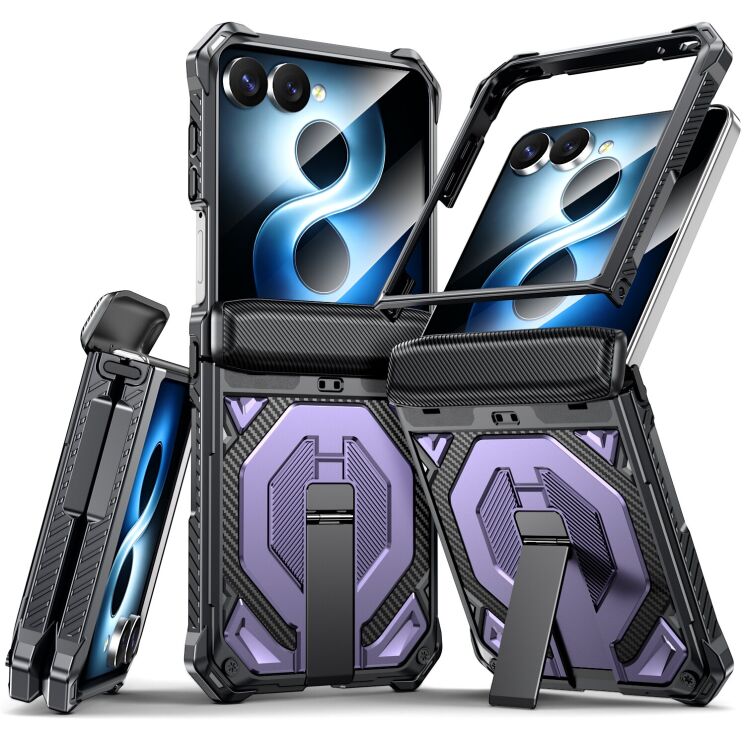 Защитный чехол Deexe Tank Stand для Samsung Galaxy Flip 8 - Purple: фото 1 из 9