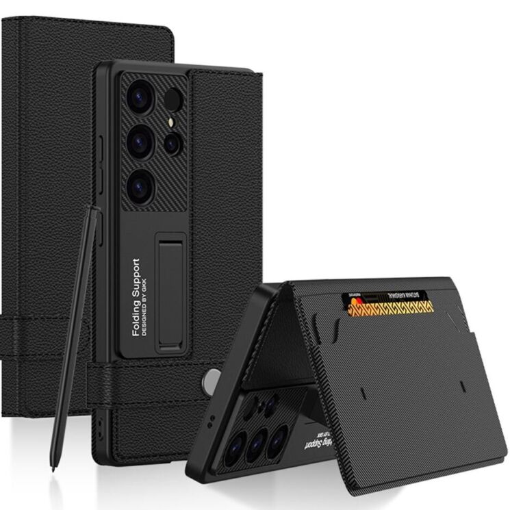 Защитный чехол GKK Card Holder для Samsung Galaxy S25 Ultra (S938) - Black: фото 1 из 9
