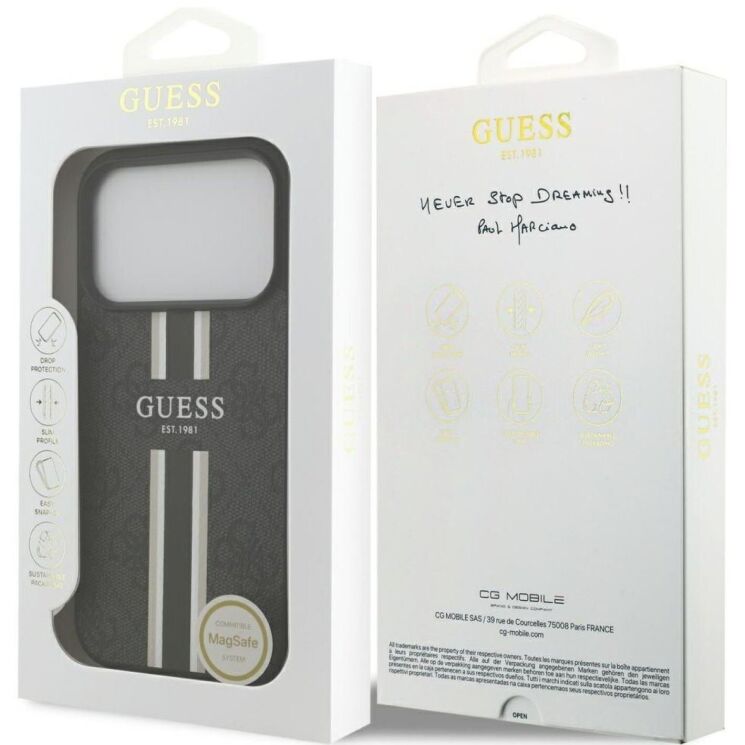 Захисний чохол Guess 4G Printed Stripes MagSafe для iPhone 17 Pro (GUHMP17LP4RPSK) - Black (403262B) Захисний чохол Guess 4G Printed Stripes MagSafe для iPhone 17 Pro (GUHMP17LP4RPSK) - Black: фото 8 з 9