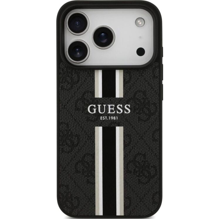 Захисний чохол Guess 4G Printed Stripes MagSafe для iPhone 17 Pro (GUHMP17LP4RPSK) - Black (403262B) Захисний чохол Guess 4G Printed Stripes MagSafe для iPhone 17 Pro (GUHMP17LP4RPSK) - Black: фото 2 з 9