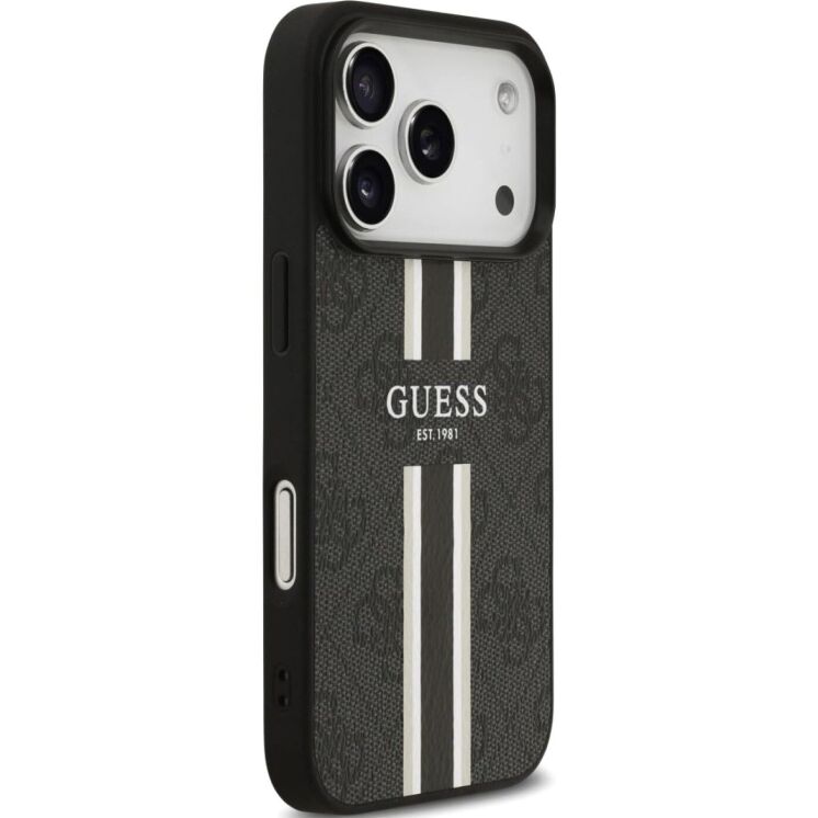 Захисний чохол Guess 4G Printed Stripes MagSafe для iPhone 17 Pro (GUHMP17LP4RPSK) - Black (403262B) Захисний чохол Guess 4G Printed Stripes MagSafe для iPhone 17 Pro (GUHMP17LP4RPSK) - Black: фото 4 з 9
