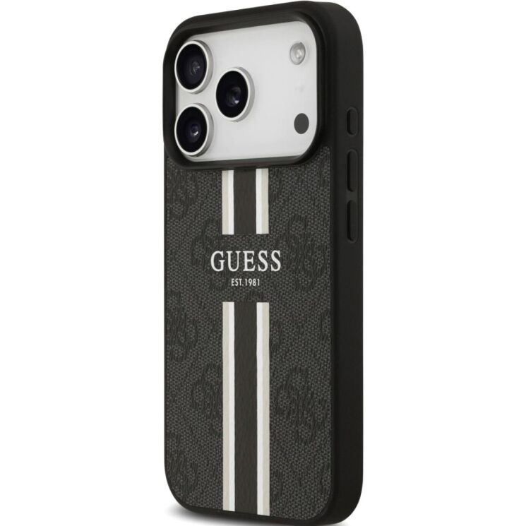 Захисний чохол Guess 4G Printed Stripes MagSafe для iPhone 17 Pro (GUHMP17LP4RPSK) - Black (403262B) Захисний чохол Guess 4G Printed Stripes MagSafe для iPhone 17 Pro (GUHMP17LP4RPSK) - Black: фото 3 з 9