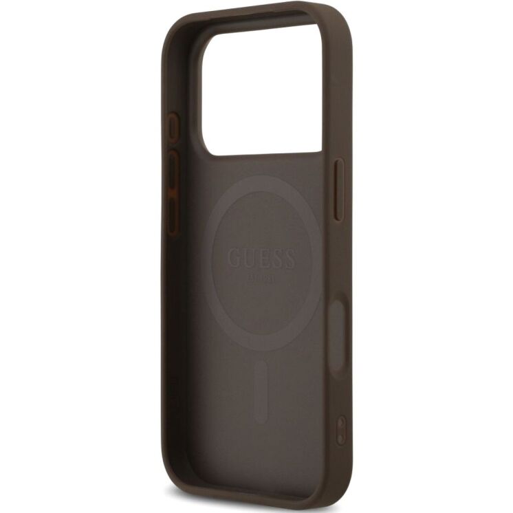 Защитный чехол Guess Leather 4G Triangle Strass MagSafe для iPhone 17 Pro (GUHMP17LP4TDPLW) - Brown: фото 7 из 9