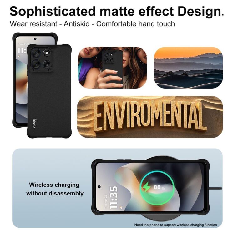 Захисний чохол IMAK Airbag MAX Case для Motorola Moto G56 - Matte Black: фото 5 з 9