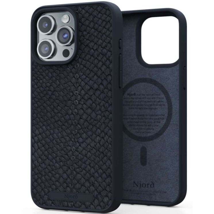 Защитный чехол Njord Salmon Leather MagSafe для Apple iPhone 15 Pro Max NA54SL00 - Black: фото 1 из 17