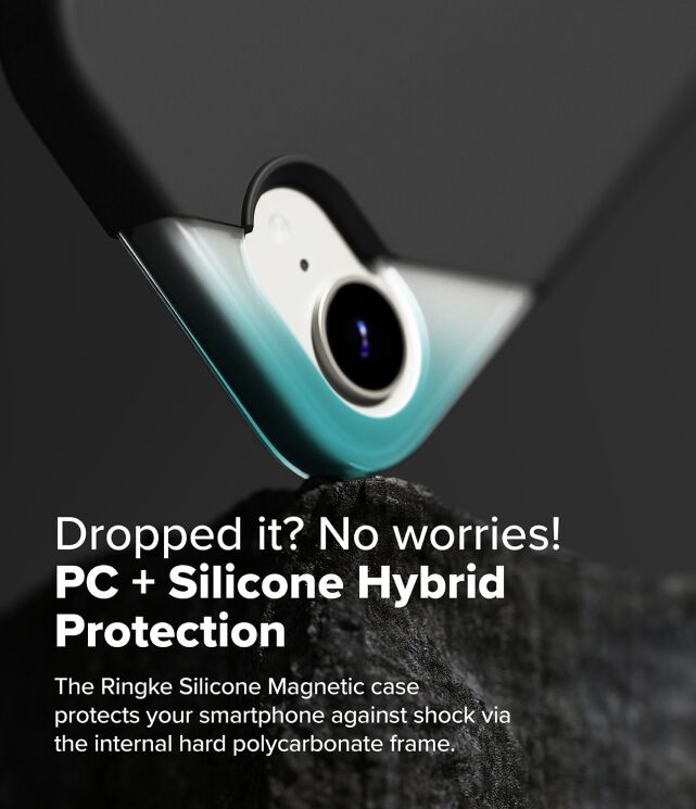 Защитный чехол Ringke Silicone Magnetic для Apple iPhone 16e (8800293852810) - Black: фото 7 из 10