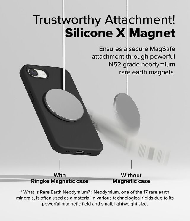 Защитный чехол Ringke Silicone Magnetic для Apple iPhone 16e (8800293852810) - Black: фото 5 из 10