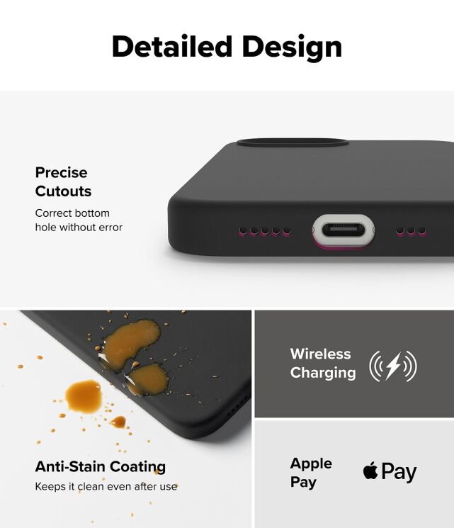 Защитный чехол Ringke Silicone Magnetic для Apple iPhone 16e (8800293852810) - Black: фото 8 из 10