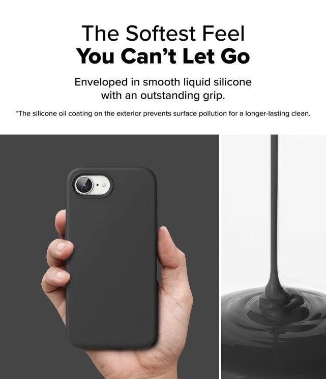 Защитный чехол Ringke Silicone Magnetic для Apple iPhone 16e (8800293852810) - Black: фото 6 из 10